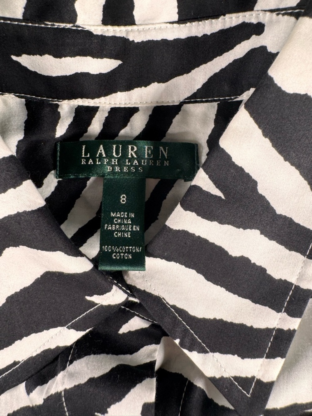 Lauren Ralph Lauren Black and White Zebra-Print Cotton Dress - Picture 2 of 5